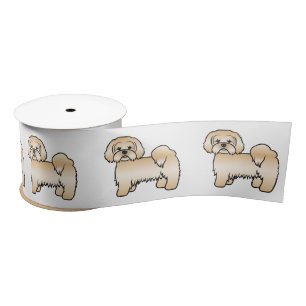 Golden Lhasa Apso Cute Cartoon Dog Illustration Satin Ribbon