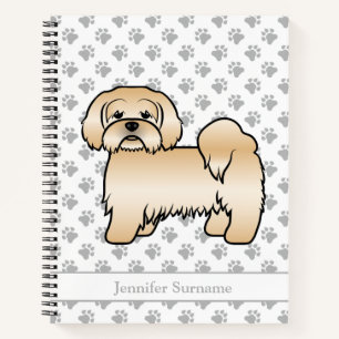 Golden Lhasa Apso Cute Cartoon Dog & Name Notebook