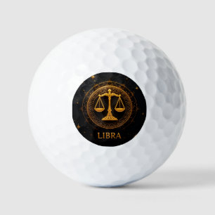 Golden Libra Zodiac Sign Illustration Golf Balls