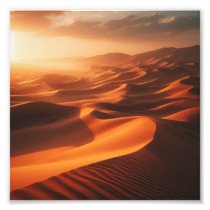 Golden Light and Long Shadows over Desert Sand Photo Print
