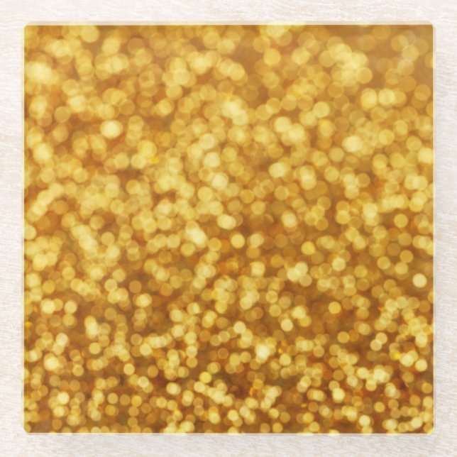 Golden Light Bokeh Abstract Background Glass Coaster (Front)