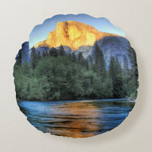 Golden Light on Half Dome Round Cushion