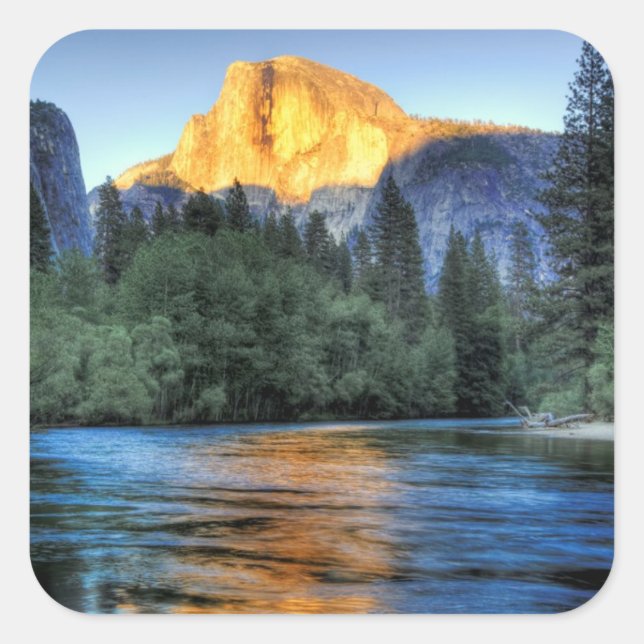 Golden Light on Half Dome Square Sticker (Front)