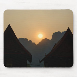Golden light on the peaks: sunset in Vang Vieng Mouse Pad