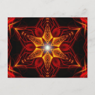 Golden Light Red Star Fractal Art Postcard