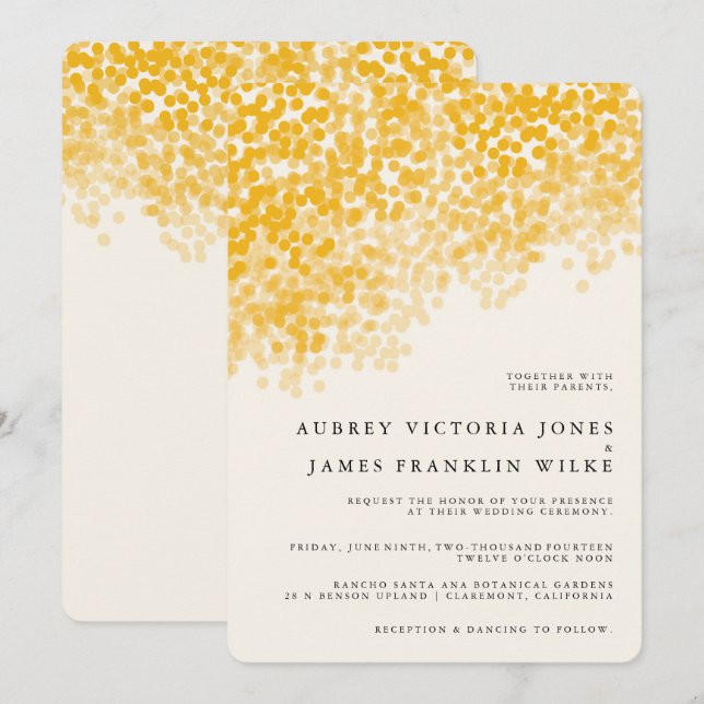 Golden Light Shower | Rustic Wedding Invitations (Front/Back)