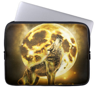 Golden Lighting Wolf Laptop Sleeve