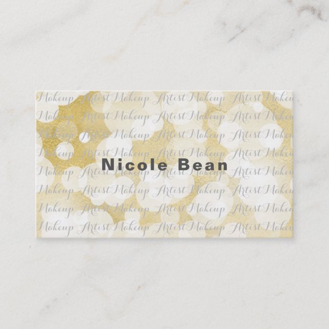 Golden Lights Gold Glam Modern Chic Custom Text Business Card (Front)