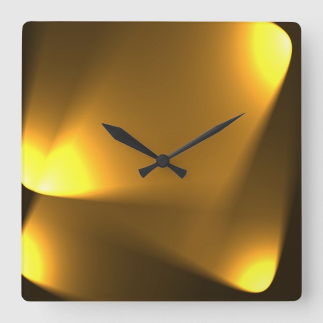 Golden Lights Square Wall Clock (Front)