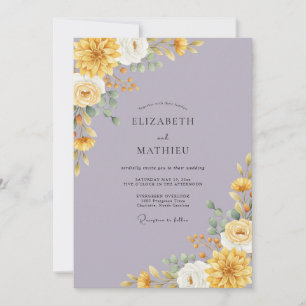 Golden Lilac Peony Wedding Invitation
