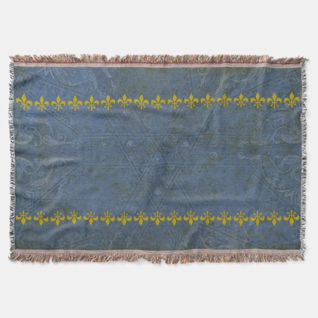 Golden Lily Border + your text & background Throw Blanket (Front)