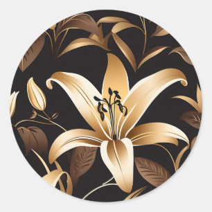 Golden Lily Elegant Floral Classic Round Sticker