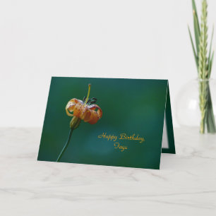 Golden Lily Happy Birthday Name Floral Greeting Card
