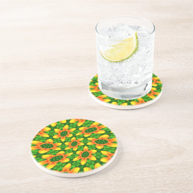 Golden Lily Pattern Coaster (Side)