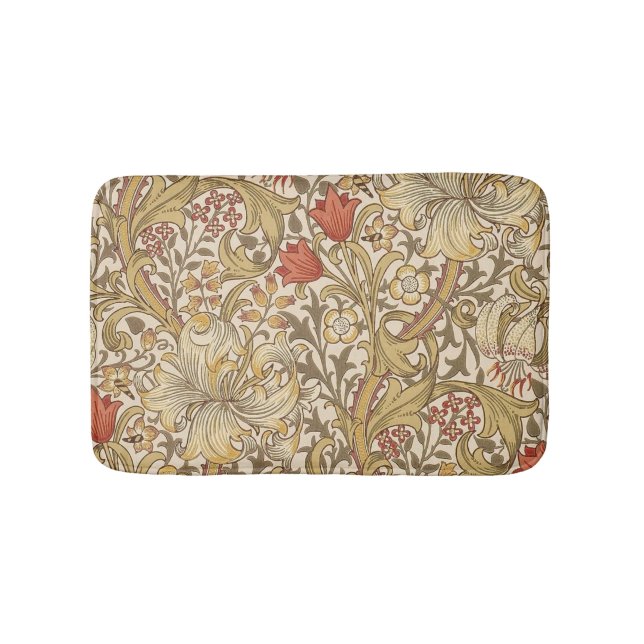 Golden Lily Pattern Version 2 By William Morris Bath Mat (Front)