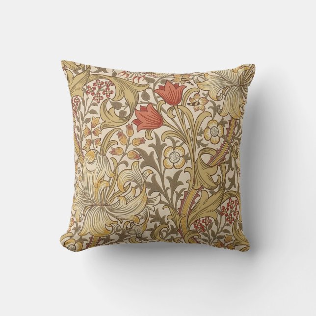 Golden Lily Pattern Version 2 By William Morris Cushion (Front)