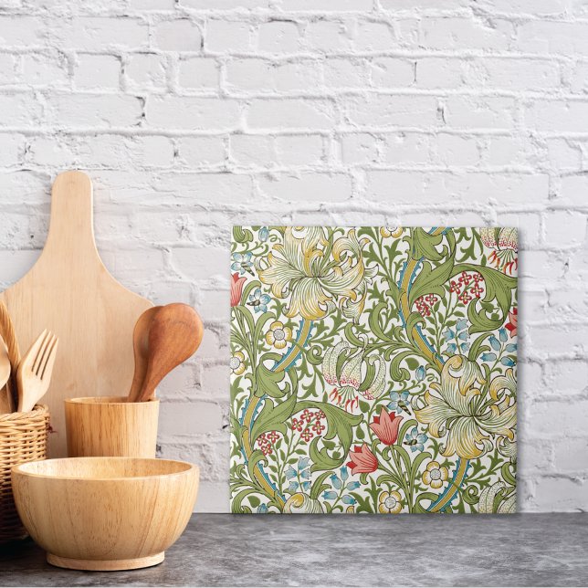 Golden Lily Wildflowers William Morris Ceramic Tile (Creator Uploaded)