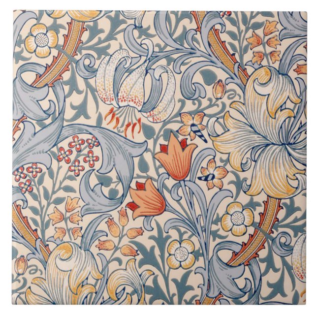 Golden Lily, William Morris Ceramic Tile (Front)