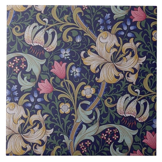 Golden Lily, William Morris Ceramic Tile (Front)