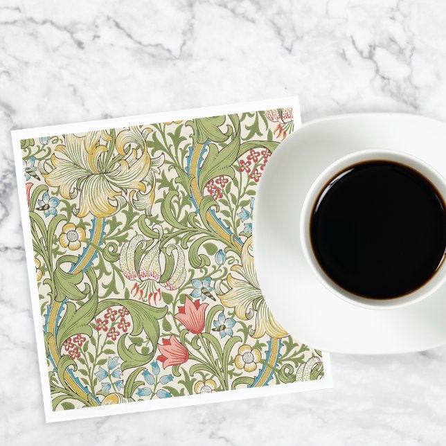 Golden Lily William Morris Floral Napkin (Creator Uploaded)