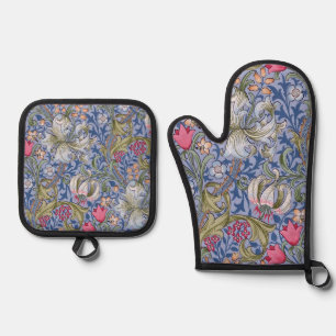 Golden Lily, William Morris Oven Mitt & Pot Holder Set