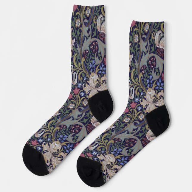 Golden Lily, William Morris Socks (Left)