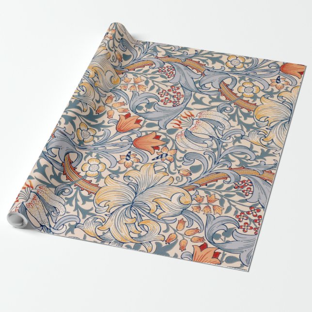 Golden Lily, William Morris Wrapping Paper (Unrolled)