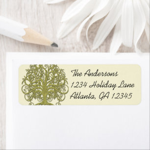 Golden Lime Green Swirl Tree Labels