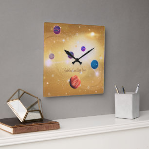 Golden Limitless Love Square Wall Clock