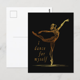 Golden Line Art Ballerina - I Dance For Myself Postcard