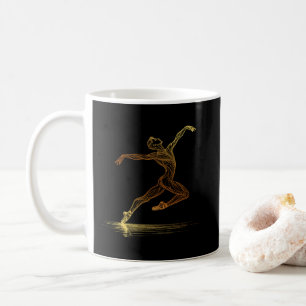 Golden Line Art Ballet Dancer Elegant Illustration Coffee Mug