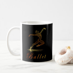 Golden Line Art Ballet Male Dancer Illustration Coffee Mug