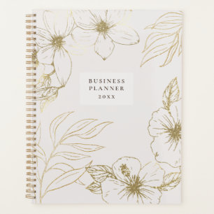 Golden line art floral business Planner