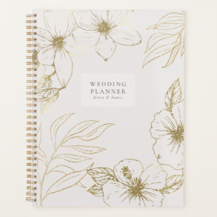 Golden line art floral wedding Planner