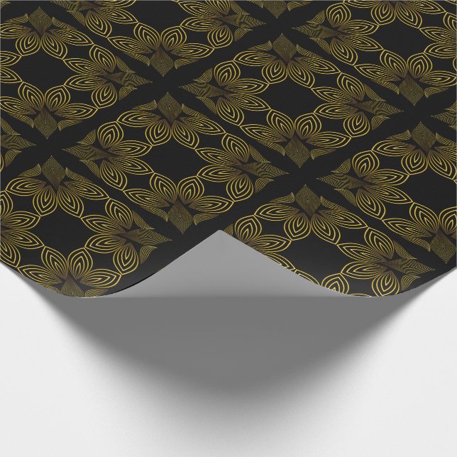golden line flower petal wrapping paper (Corner)