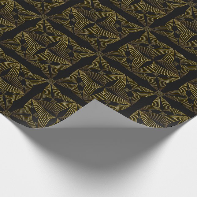 golden line flower petal wrapping paper (Corner)