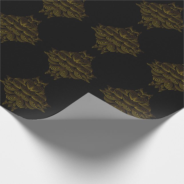 golden line flower petal wrapping paper (Corner)