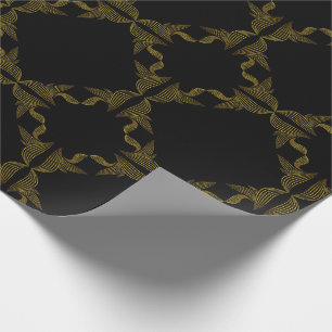 golden line flower petal wrapping paper