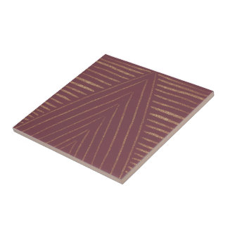 Golden Lined Triangles Ceramic Tile