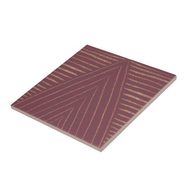 Golden Lined Triangles Ceramic Tile (Side)