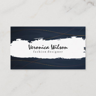 Golden Lines   Dark Blue Background Business Card
