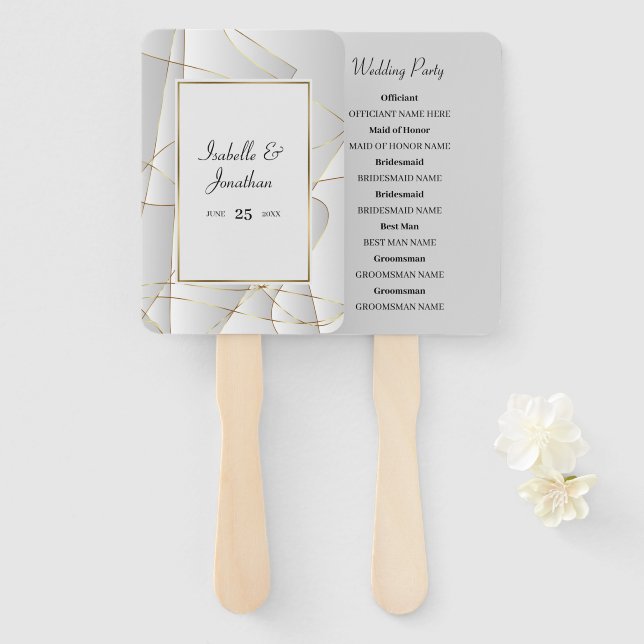 Golden Lines  Hand Fan (Front and Back)