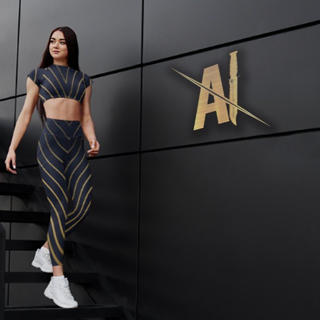 Golden lines,modern design. leggings (Creator Uploaded)