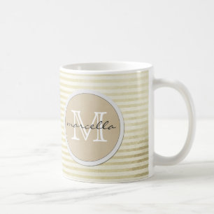 golden lines Stripes Background Monogram Coffee Mug