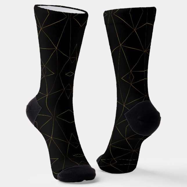Golden lines with black background  socks (Angled)