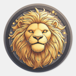 🦁 Golden Lion Cosmic Circle Sticker Gift ✨