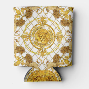 Golden lion: damask silk scarf design can cooler