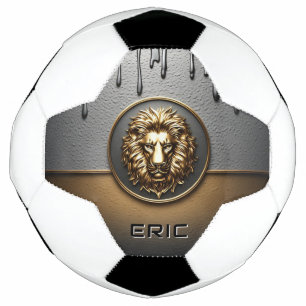 Golden Lion Face With Dripping Metal 🦁 Soccer Ball