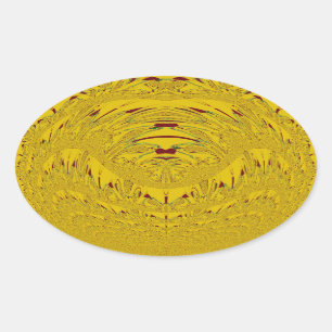 Golden Lion Head Art Print Oval Sticker