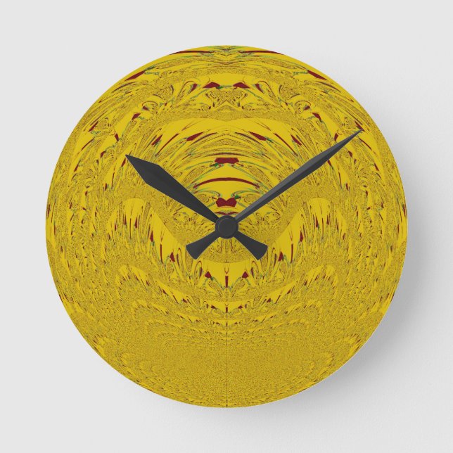 Golden Lion Head Art Print Round Clock (Front)